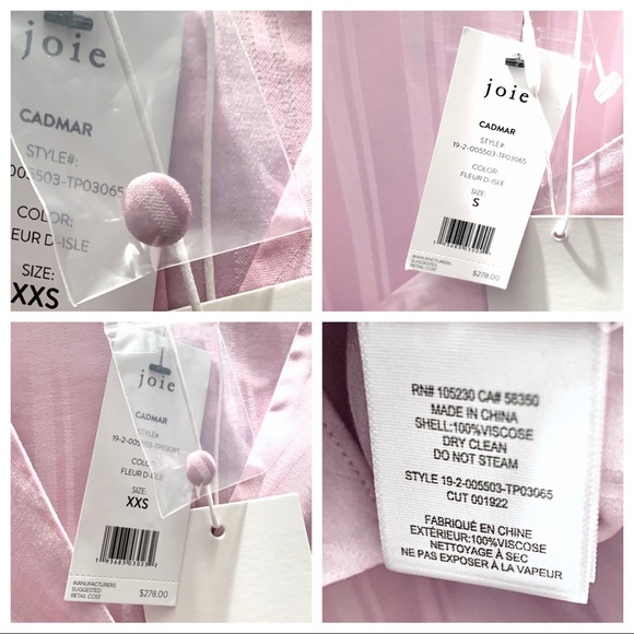 NWT Joie Cadmar Fleur D Lis Silky V Button Blouse - Picture 9 of 13